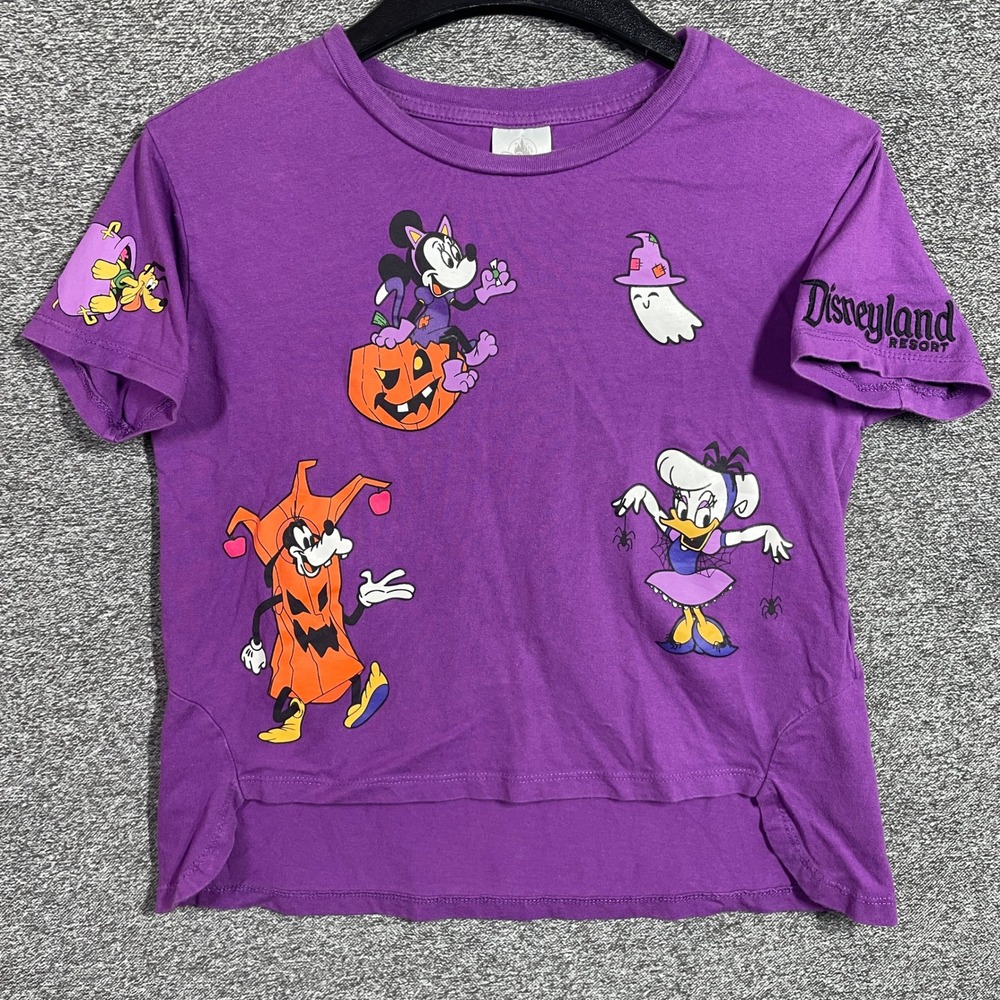 Disneyland Resort Kids Purple Halloween Mickey Goofy Daisy T-Shirt Large L
